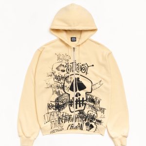 SKULLS ZIP HOODIE PIGMENT DYED